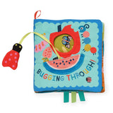 Colorful children's book with ladybug and caterpillar designs on a white background