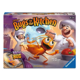 Board game box titled 'Bugs in the Kitchen' with cartoon characters and a bug on a white background.