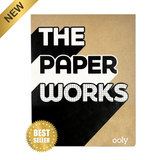 Product packaging for 'The Paper Works' by Ooly with a gold ribbon and 'Best Seller' badge on a white background.