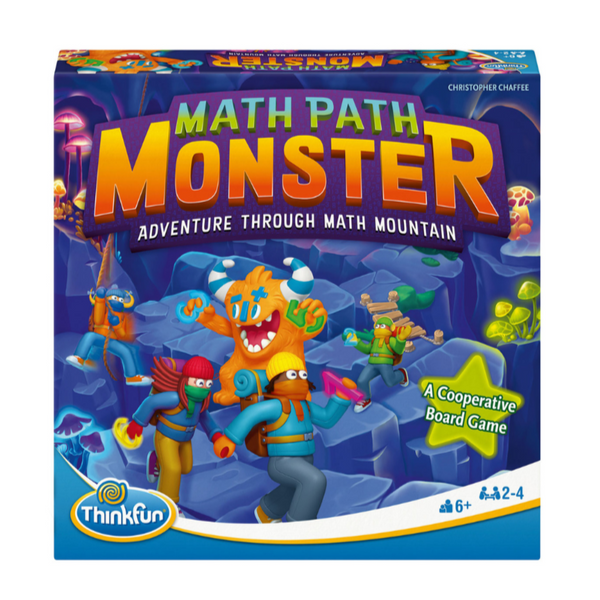 Math Path Monster board game box with colorful design and ThinkFun logo.