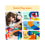 Picasso Tiles 100Pc Magnetic Race Track with LED Cars