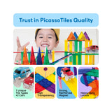Picasso Tiles 100Pc Magnetic Race Track with LED Cars