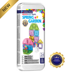 Mega Bloks Spring Garden set packaging with colorful building blocks on a white background