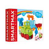 SmartMax toy set packaging with colorful train and animals on a white background