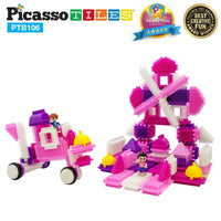 Picasso Tiles 106 Pc Bristle Blocks Pink - 528.6